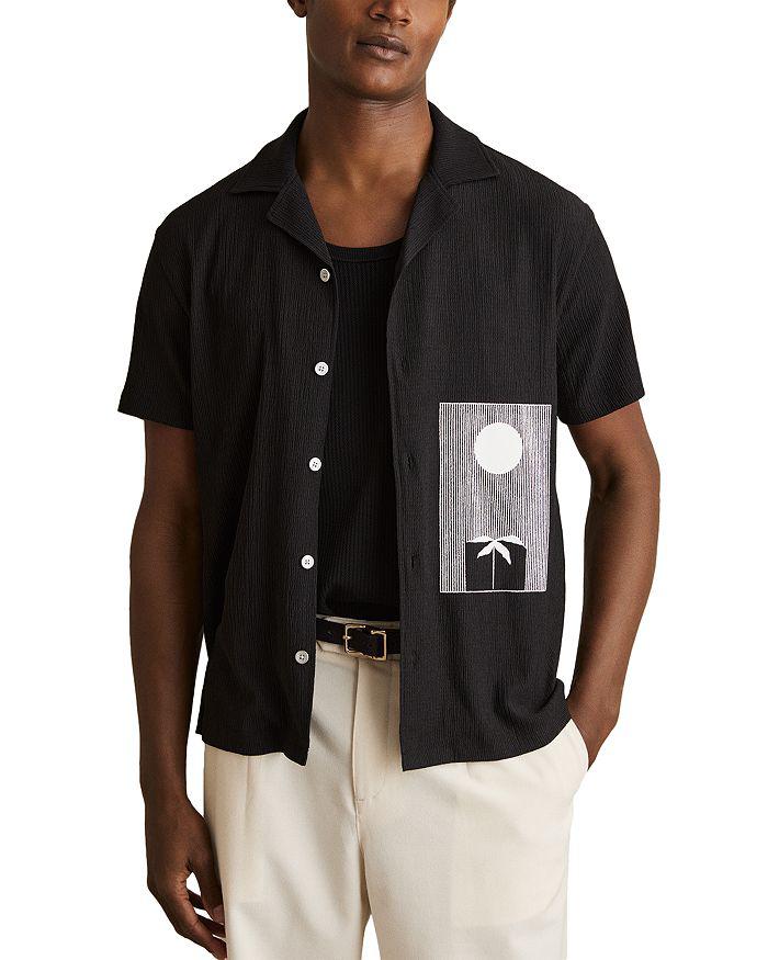 REISS Textured Graphic Camp Shirt