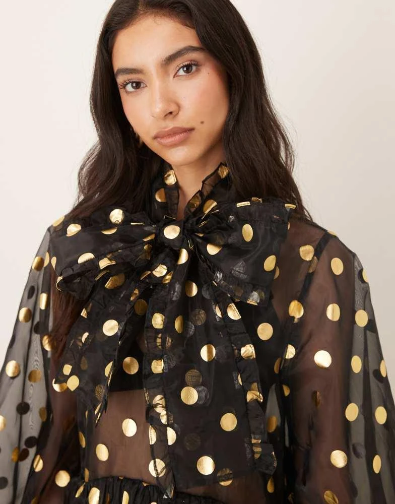 Sister Jane Swing gold polka dot organza mini dress in black  On Sale Now  with Up to 11% Off | Discover Exclusive Deals & Savings at BeyondStyle   Authentic Sister Jane