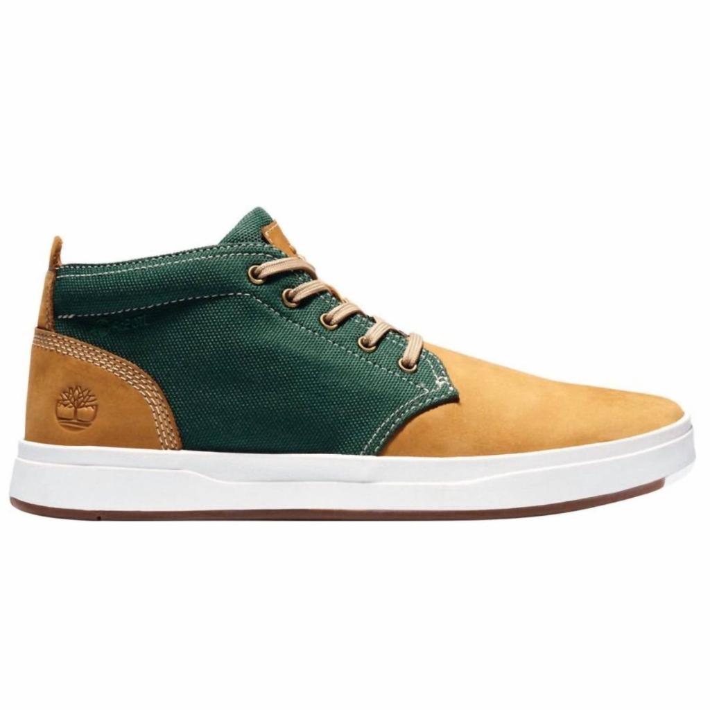 Timberland Men's Davis Square Chukka Shoes In Wheat Nubuck/green