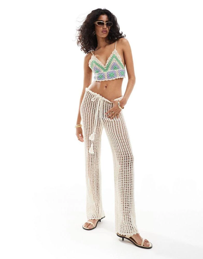 Mango Mango crochet knit bralet in pink 2