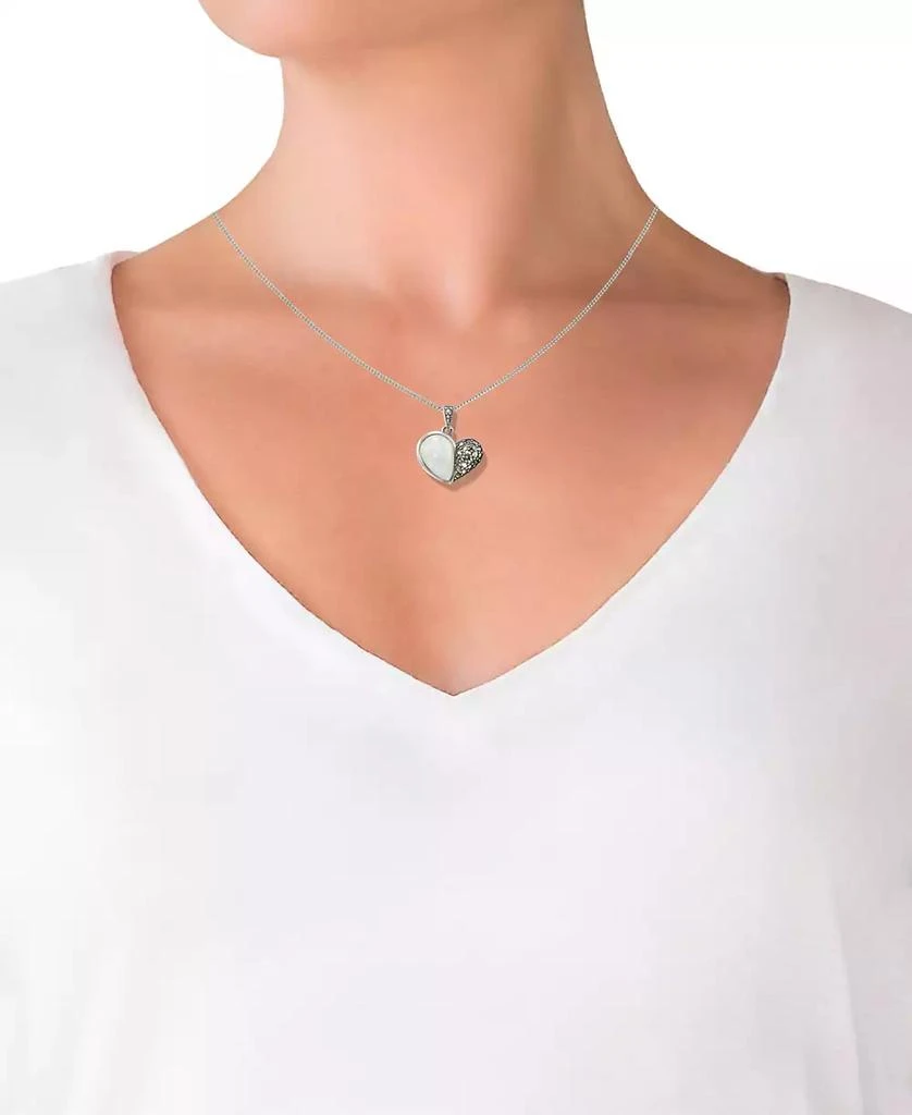 Macy
s Marcasite (0.24 ct. t.w.) and Jade (3 ct. t.w.) Heart Pendant Necklace in Sterling Silver 3