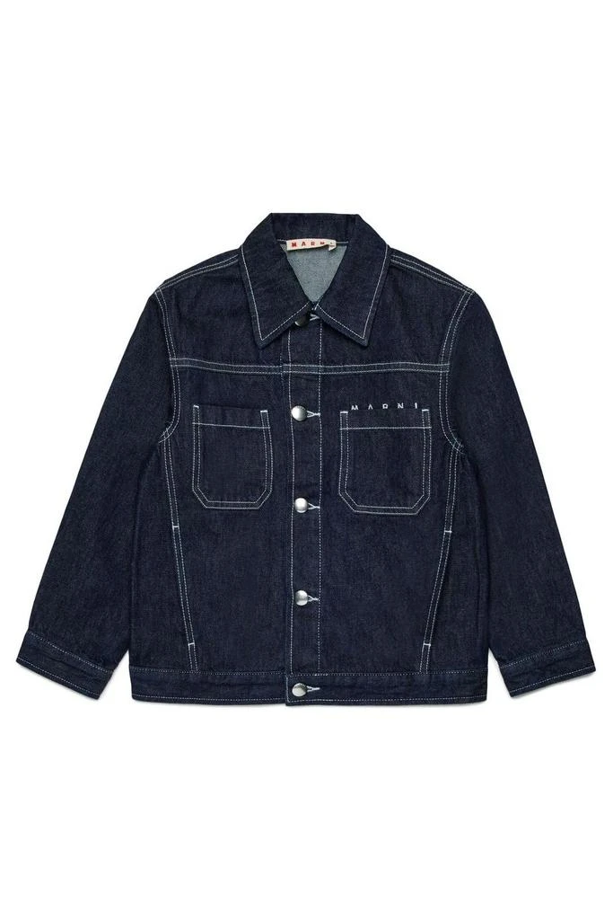 Marni Marni Kids Logo Embroidered Denim Jacket