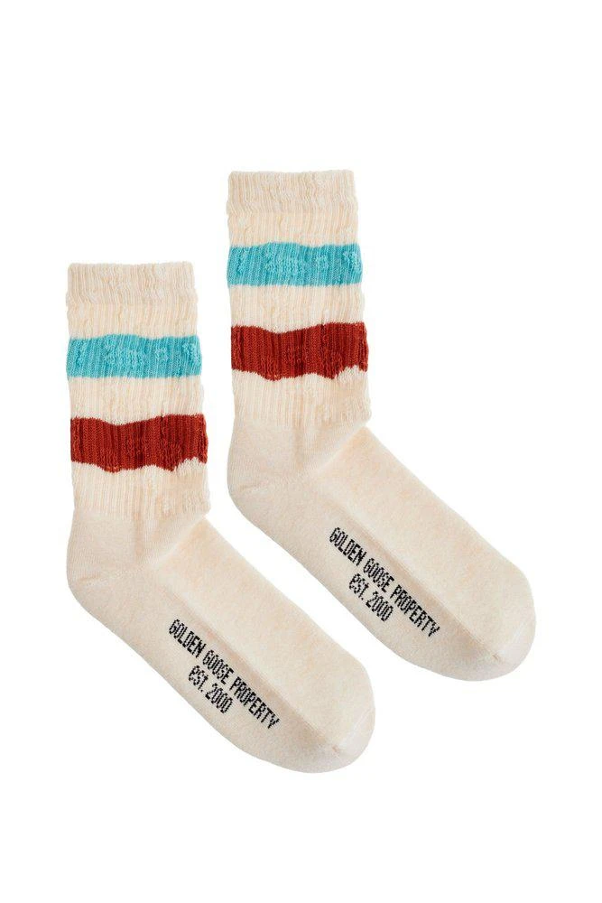 Golden Goose Golden Goose Deluxe Brand Distressed-Finish Ribbed Socks