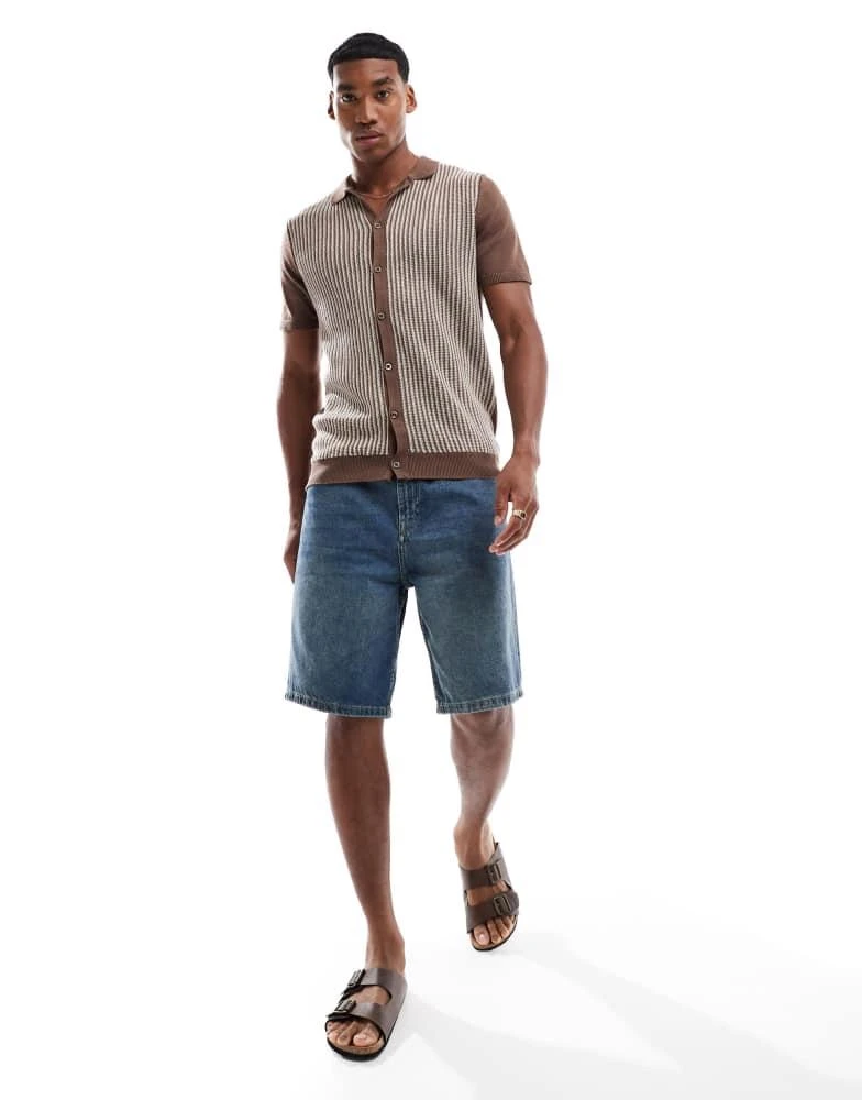 Brave Soul Brave Soul Knitted short sleeve shirt in brown 3