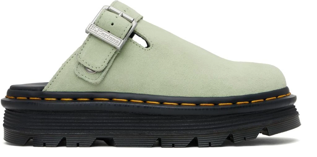 Dr. Martens Green Zebzag Suede Slingback Platform Slip-On Loafers 1