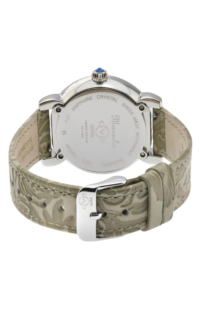 GV2 Women's Marsala Diamond Dial Leather Strap Watch, 37mm