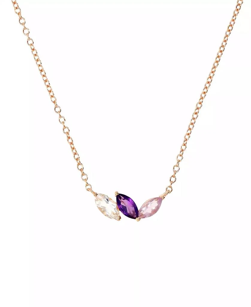 Macy
s Multi-Gemstone Marquise Trinity 18" Pendant Necklace (3/4 ct. t.w.) in 14k Rose Gold-Plated Sterling Silver