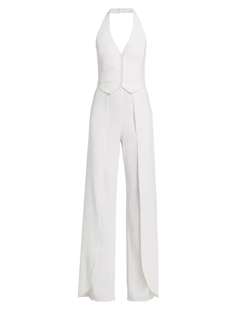 Alice + Olivia Robin Mixed-Media Halterneck Jumpsuit 1