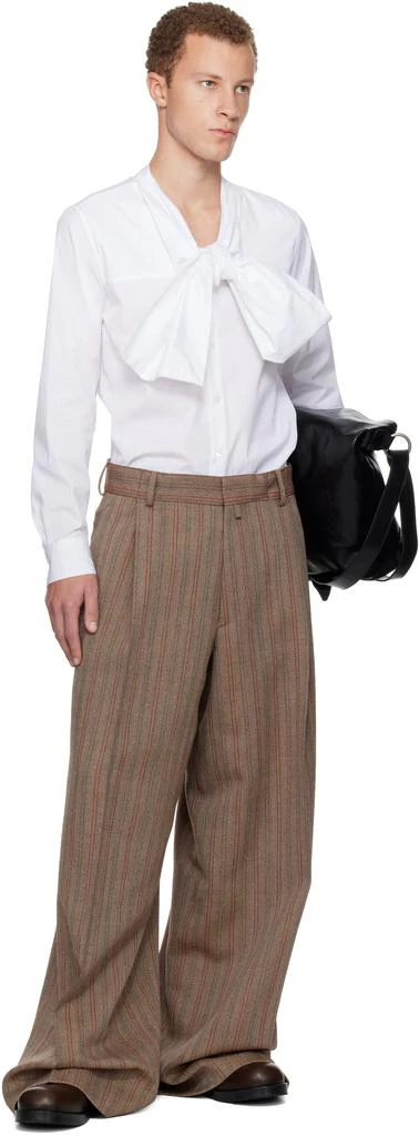 Dries Van Noten White Bow Neck Cotton Shirt 5