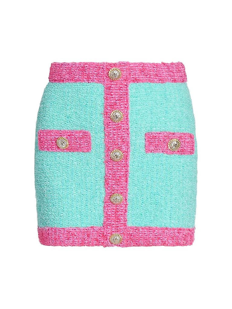 Balmain Colorblocked Bouclé-Knit Miniskirt 1