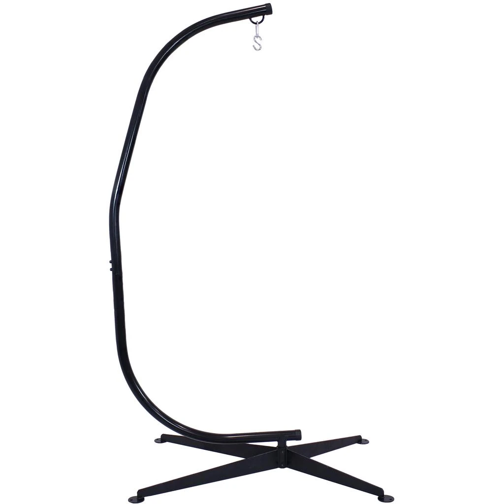 Sunnydaze Indoor/Outdoor Steel Metal C-Stand Hammock Chair Stand Only - Black - 300 lb Weight Capacity 1