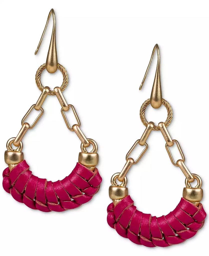Patricia Nash Gold-Tone Leather-Wrapped Open Drop Earrings 1