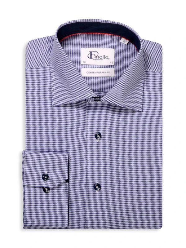 Finollo Contemporary Fit Houndstooth Dress Shirt 1