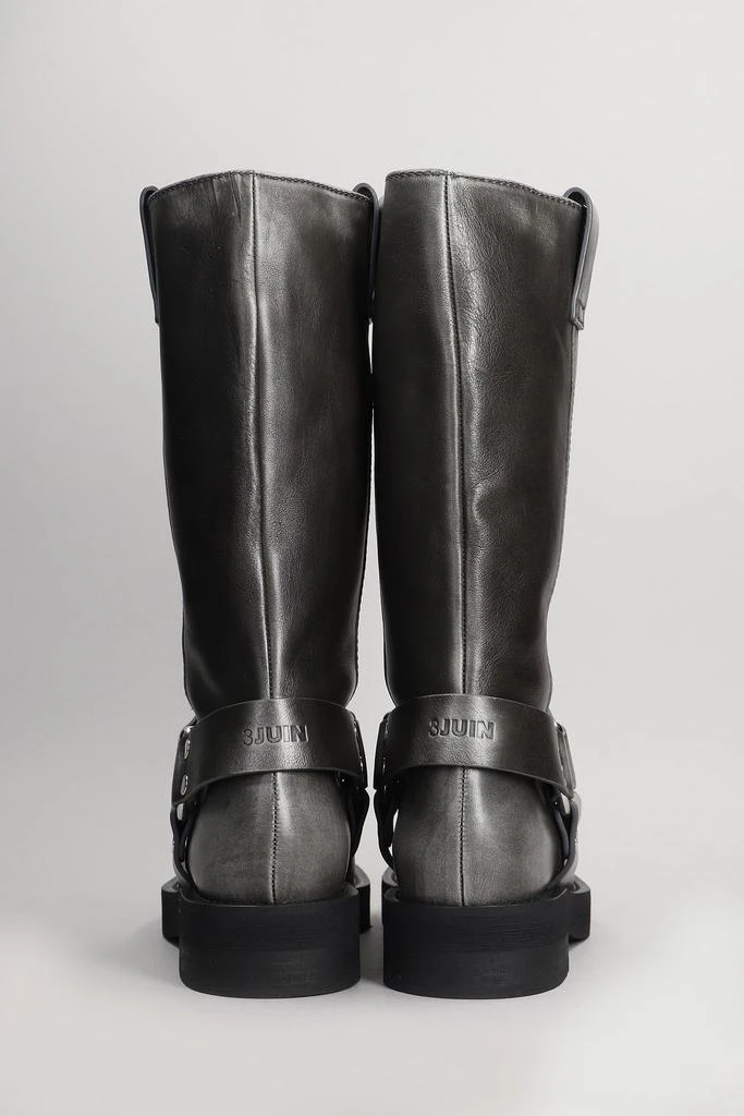 3JUIN Demi 020 Low Heels Boots In Black Leather 2