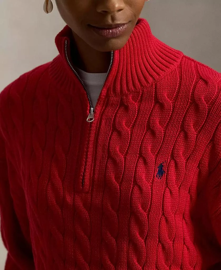 Ralph Lauren Women's Cable-Knit Cotton Quarter-Zip Sweater 9