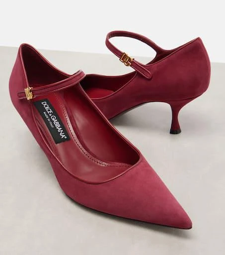 Dolce 
Gabbana DG leather-trimmed suede Mary Jane pumps 5