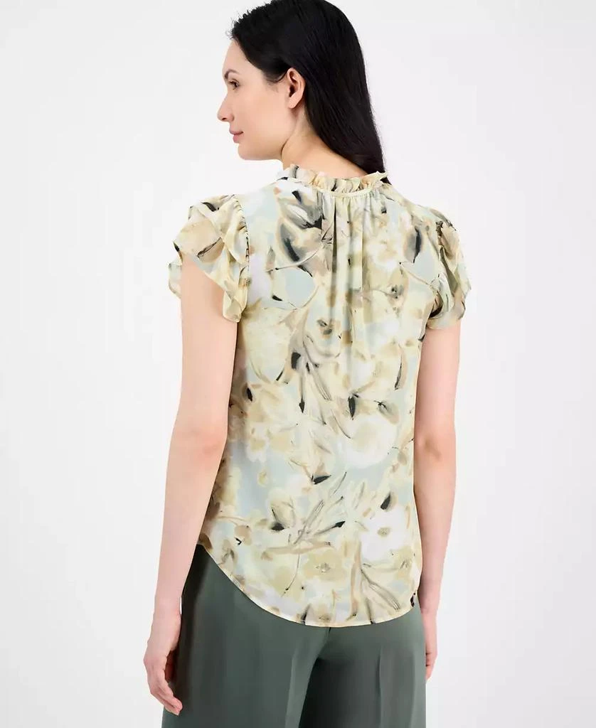 Anne Klein Petite Printed Ruffled-Sleeve Tie-Neck Blouse 3