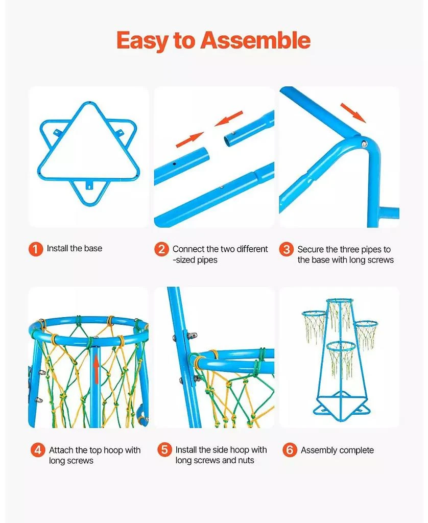 SUGIFT 4-Hoop Kids Basketball Set with Adjustable Height 
3 Balls 3