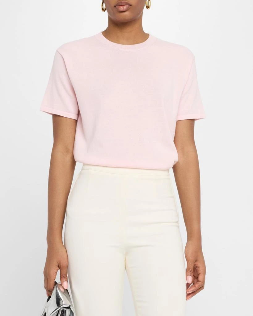 Sergio Hudson Short-Sleeve Cashmere Crewneck Sweater 4