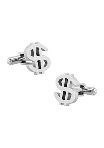 Belk & Co. Silver Tone Dollar Sign Cufflinks in Stainless Steel