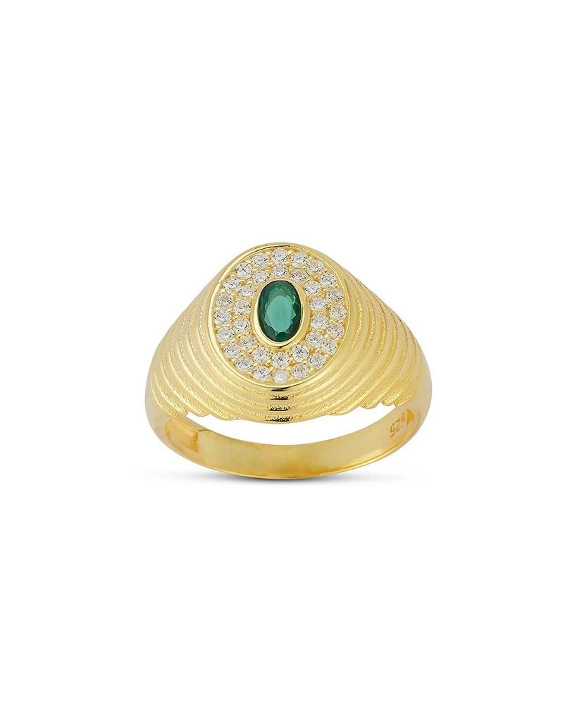AQUA Ribbed Oval Signet Ring, Exclusive 1
