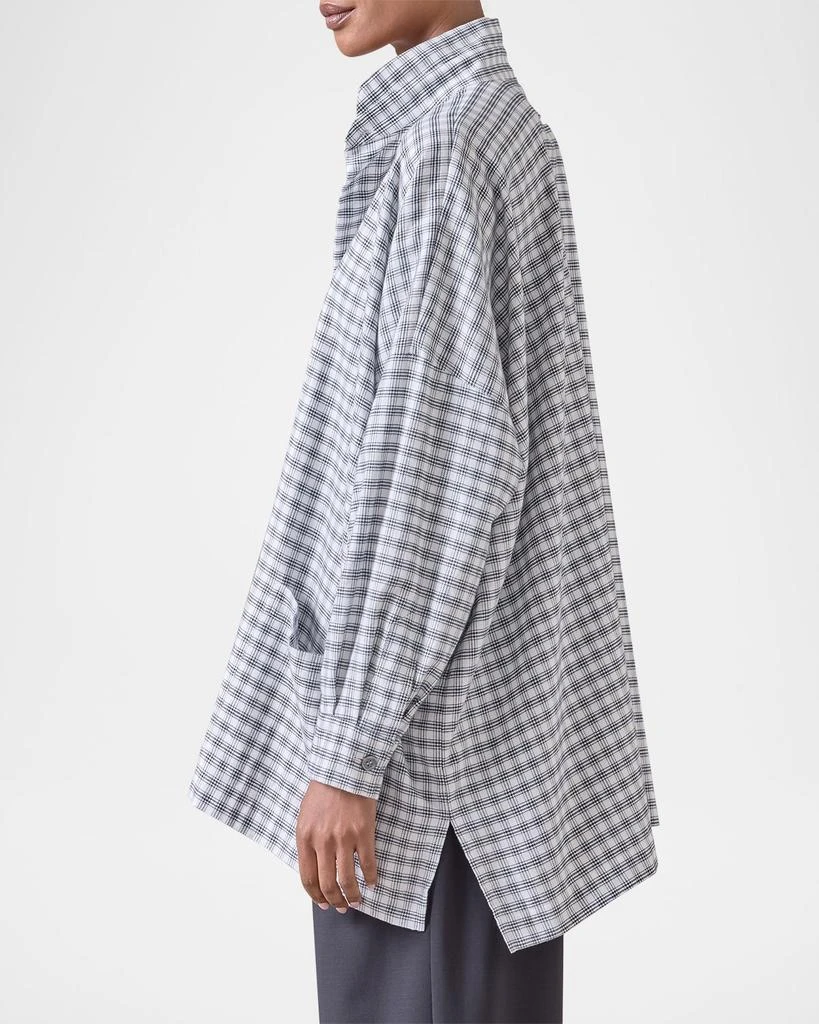 Eskandar Mini Houndstooth Wide Longer-Back Double Stand-Collar Shirt Jacket (Long Length) 5
