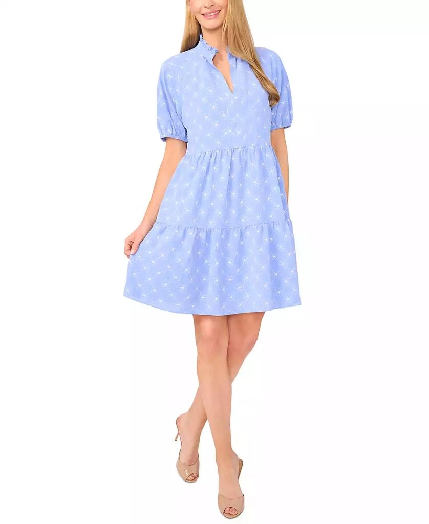 CeCe Women's Printed Puff-Sleeve Baby Doll Dress 1