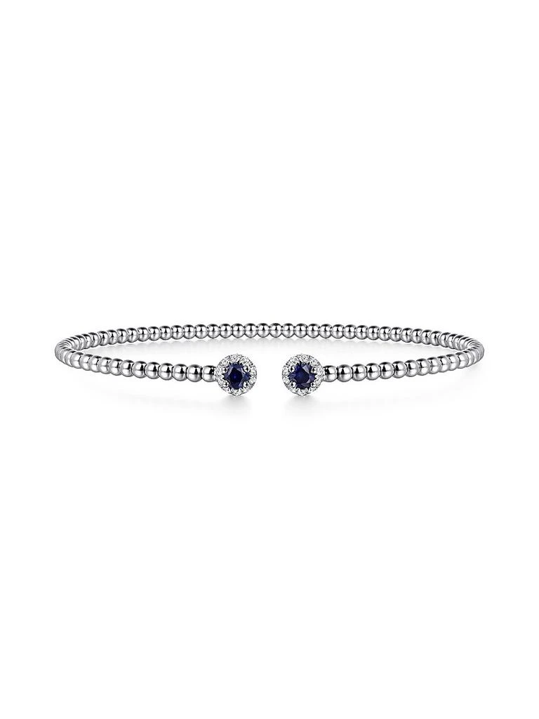Gabriel 
Co Bujukan 14K White Gold, Blue Sapphire 
0.12 TCW Diamond Cuff Bracelet