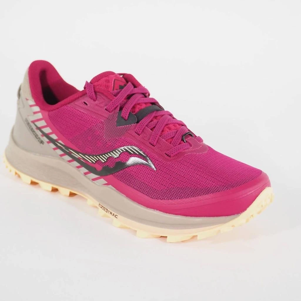 Saucony Women's Peregrine 11 Running Shoes In Cherry/gravel 2