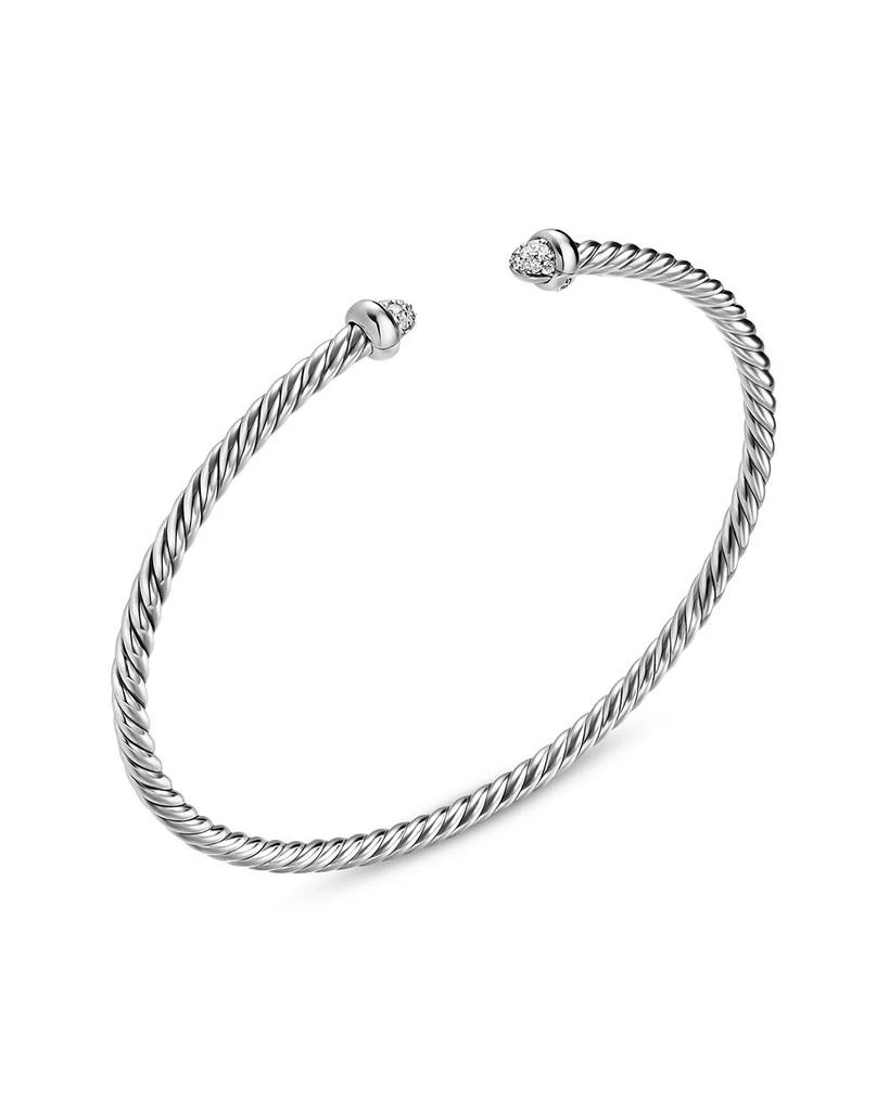 David Yurman Micro Cable Flex® Bracelet in Sterling Silver with Diamonds, 2.6mm 2