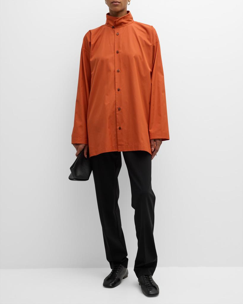 Eskandar Slim A-Line Two Collar Shirt with Stepped Insert (Long Length)