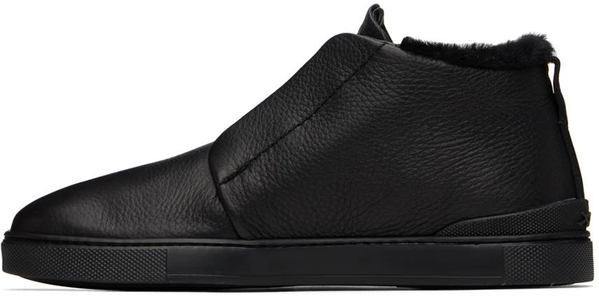 Zegna Black Triple Stitch Sneaker 3