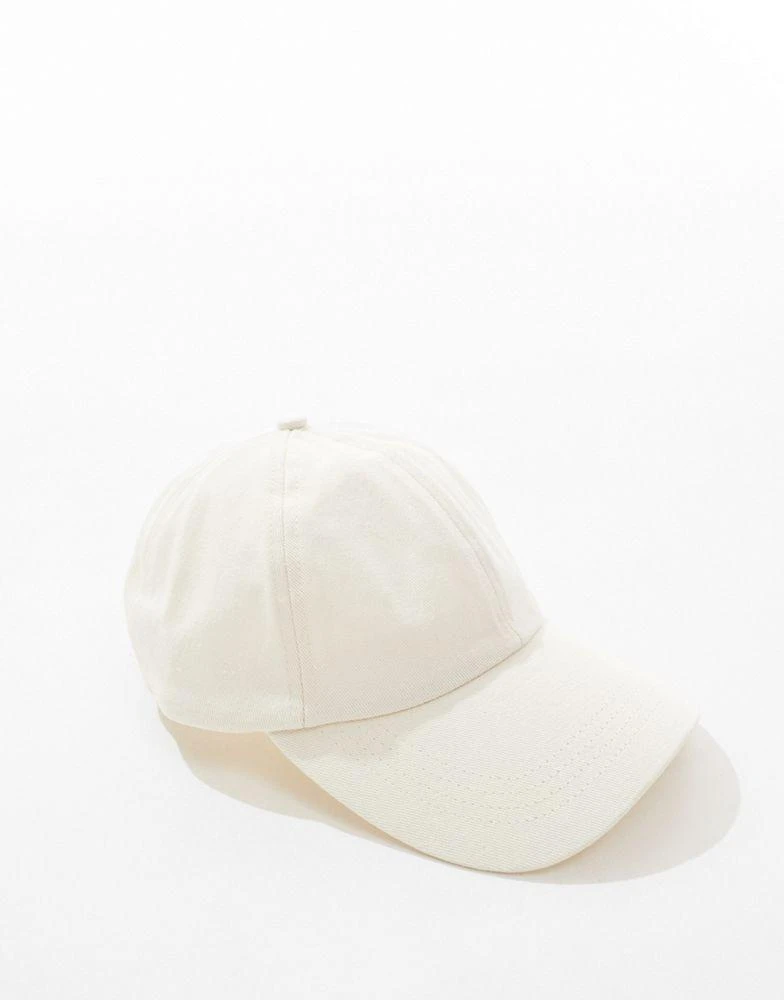 ASOS ASOS DESIGN soft baseball cap in ecru cotton 3