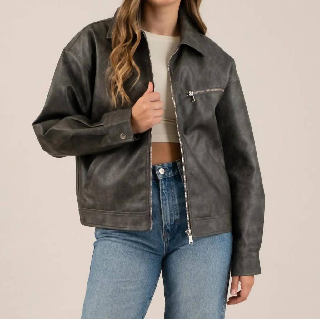 Blu Pepper Blu Pepper - Leather Bomber Jacket
