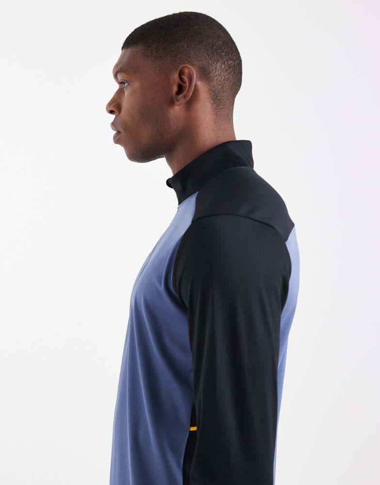 nike football academy quarter zip drill top in blue