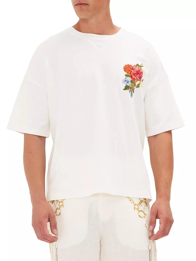 Camilla Floral-Embroidered Cotton Oversized T-Shirt 4