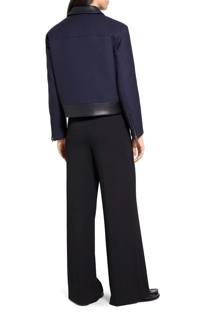Theory Boxy Crop Jacket with Leather Trim 6