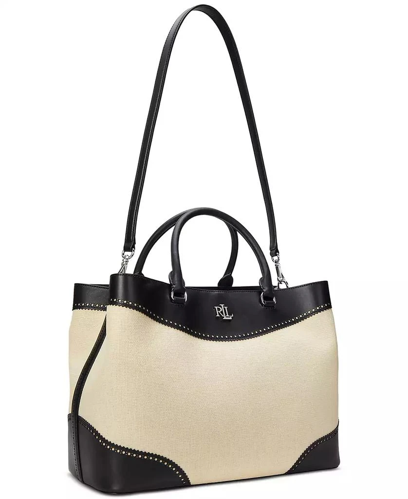 Ralph Lauren Marcy Straw & Leather Satchel 5