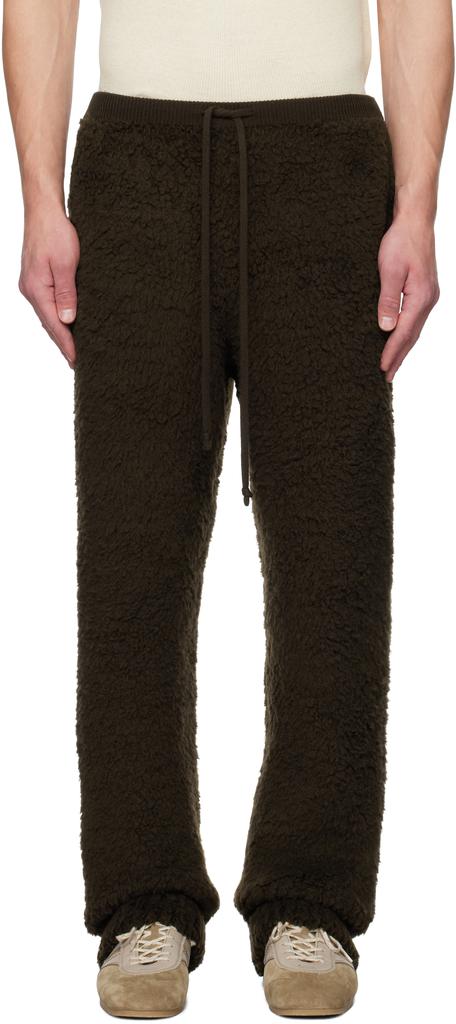 AURALEE Brown Merino Wool Boa Knit Sweatpants JP-3-WAIST-US