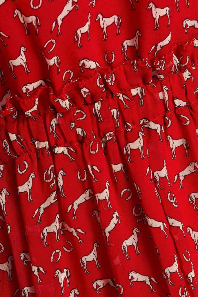Maje Gathered printed crepe maxi dress 4