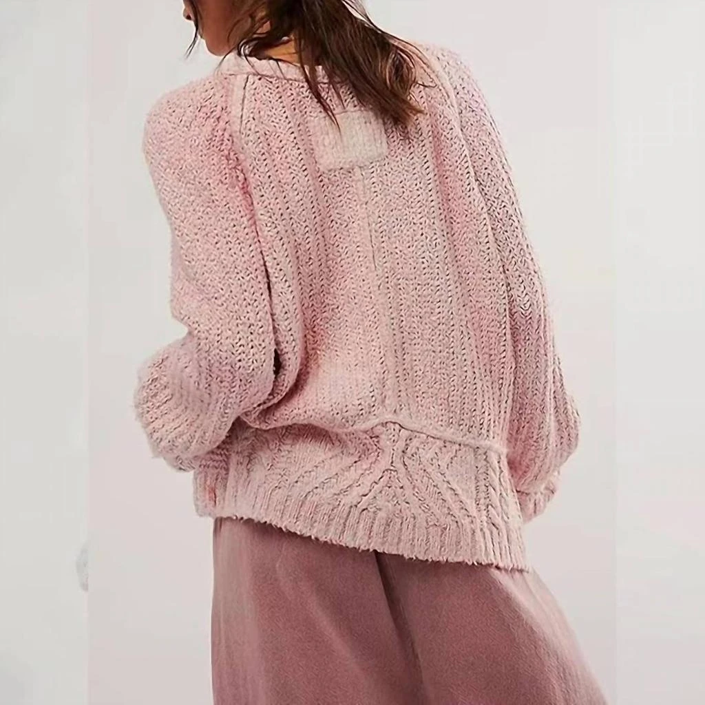 Free People Chucky Knit Soft Oversized Sweater In Rouge Pink 3