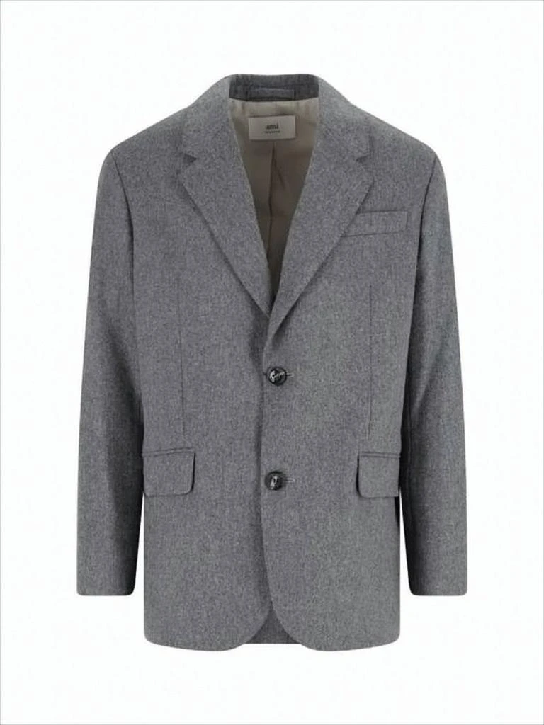 AMI Tailored Wool Blazer with Notch Lapel