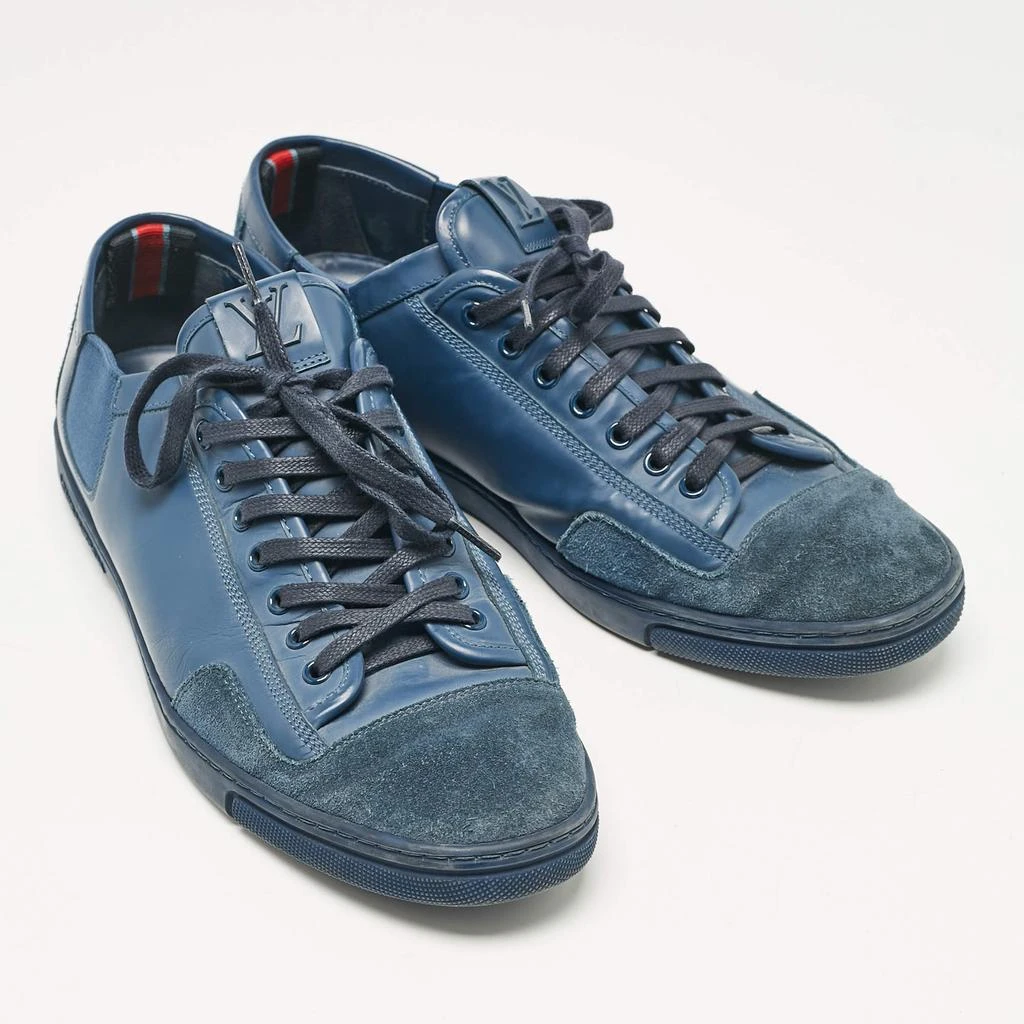 Louis Vuitton Louis Vuitton Blue Leather and Suede Low Top Sneakers Size 43 4
