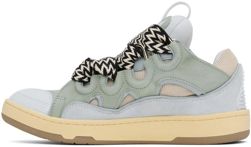 Lanvin Blue & Green Leather Curb Sneakers 3