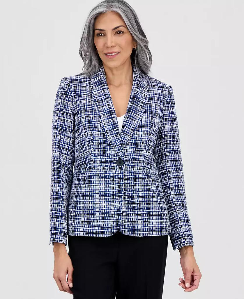 Kasper Women's Shawl-Collar Tweed Long-Sleeve Jacket