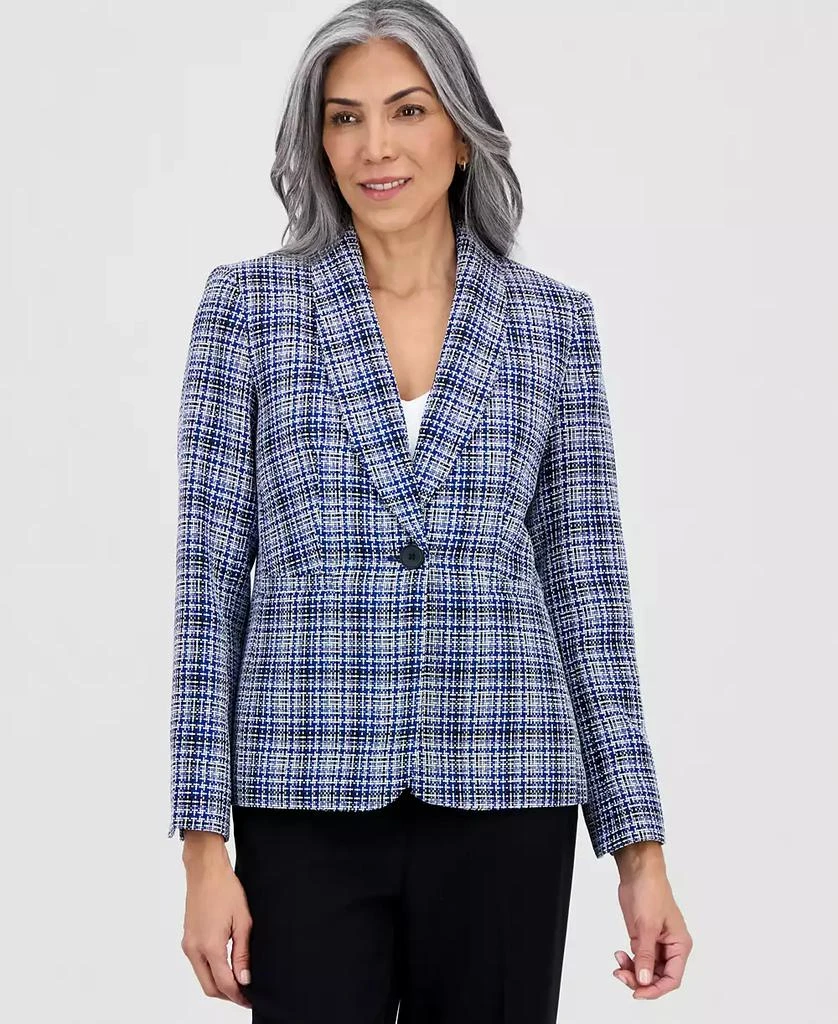 Kasper Women's Shawl-Collar Tweed Long-Sleeve Jacket 1