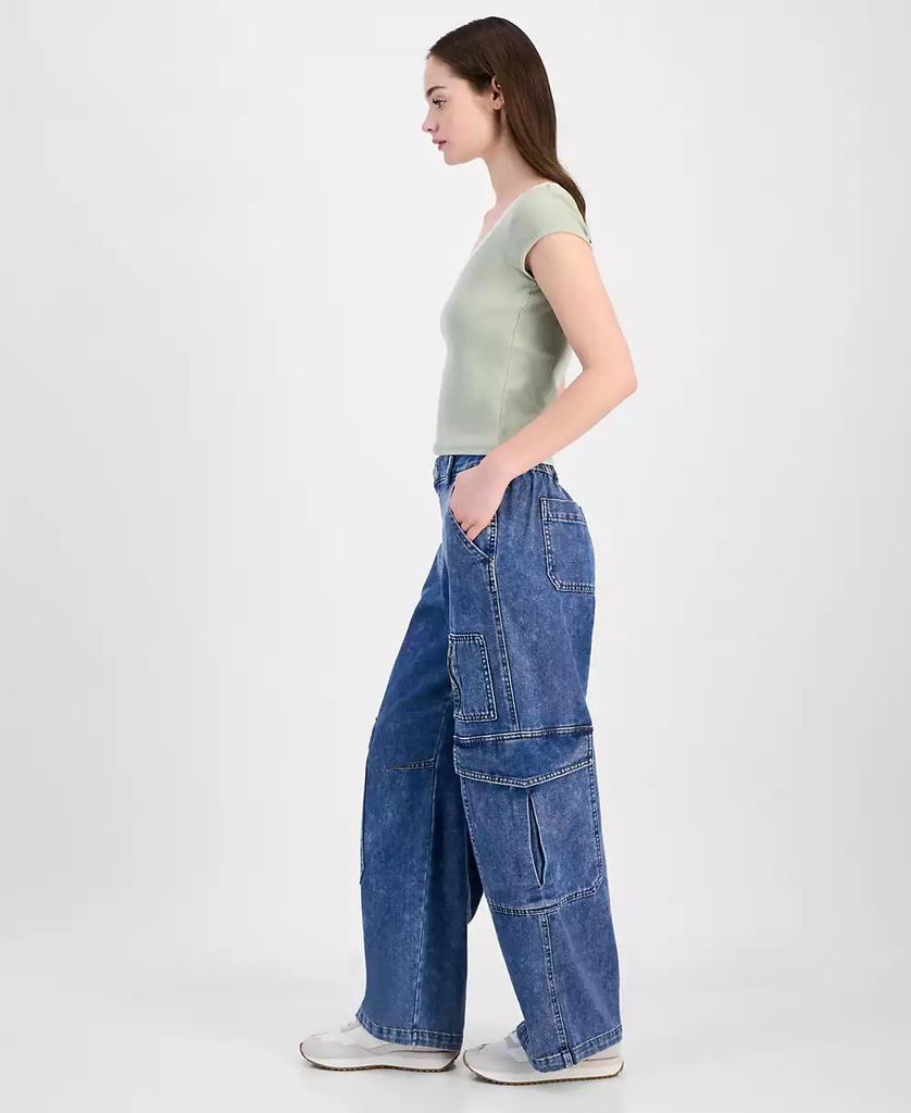 Vanilla Star Juniors' High-Rise Wide-Leg Cargo Pants
