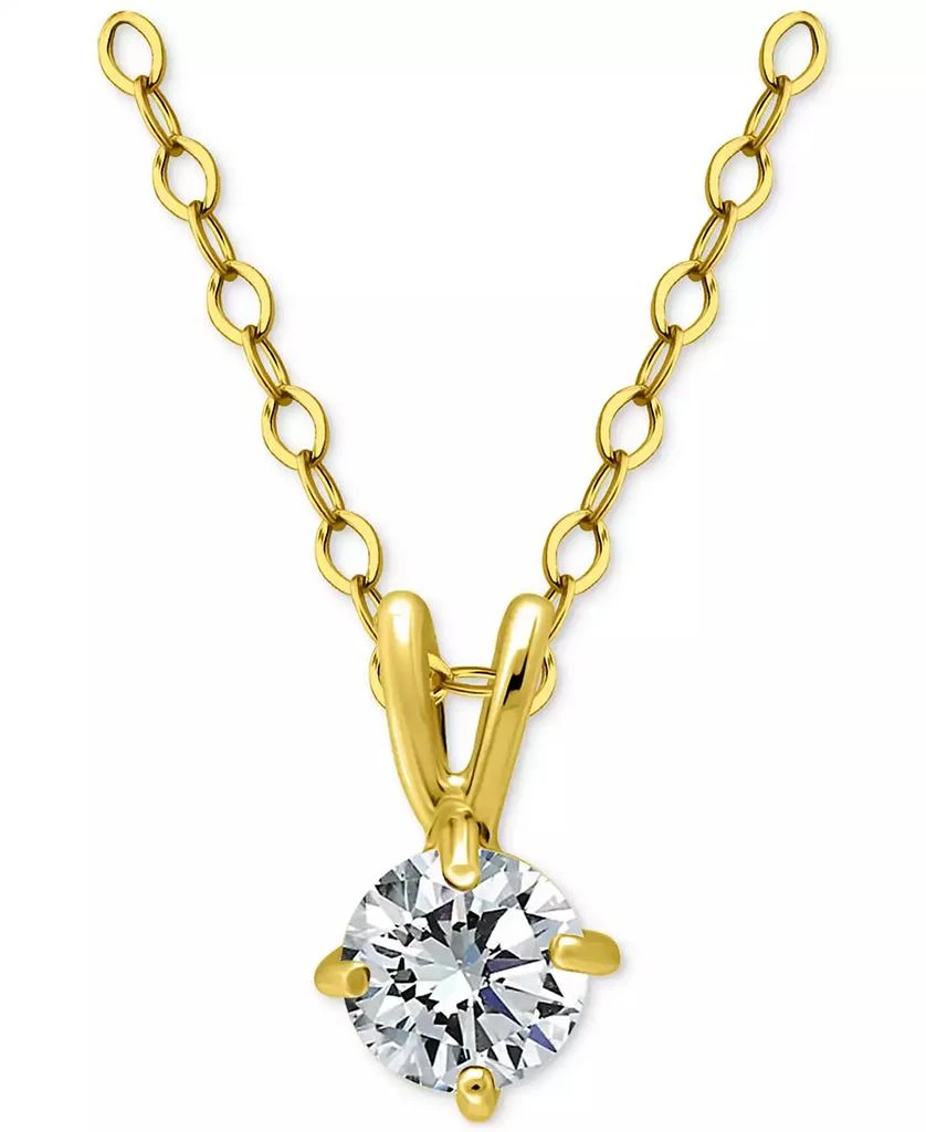 Giani Bernini Cubic Zirconia Solitaire Pendant Necklace in 18k Gold over Sterling Silver, 16" + 2" extender, Exclusively at Macy
s 4