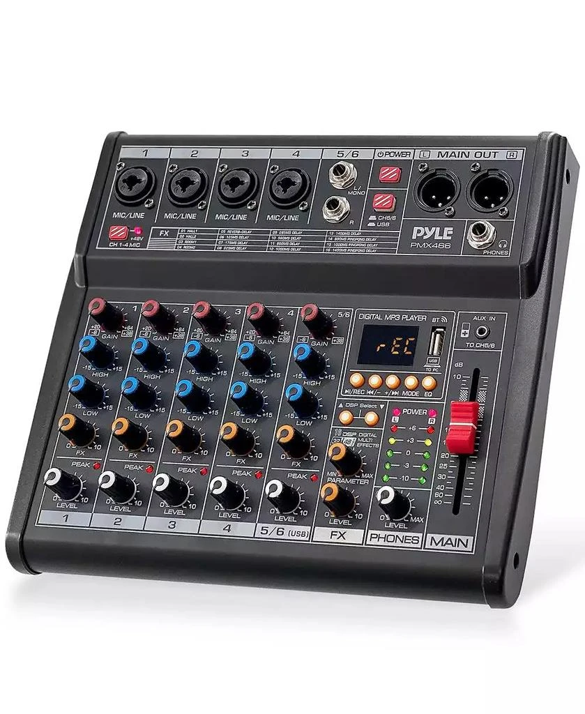 Pyle Compact 6-Channel Audio Mixer Pro Audio Interface with Multi-FX Processor