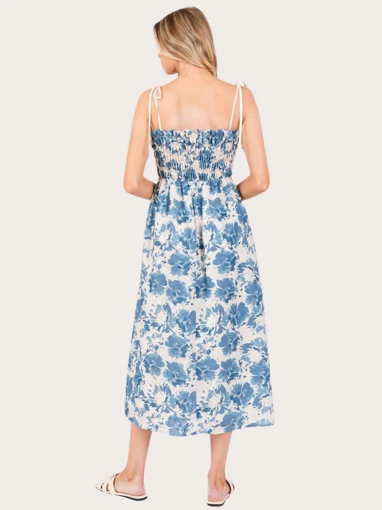 GEEGEE Floral Print Midi Sundress In Blue 3